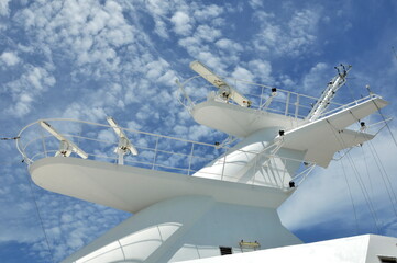 Fototapeta na wymiar Radar antennas on a cruise ship 