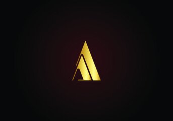 A or AA Letter Logo Template Illustration Design in gold color. Vector EPS.