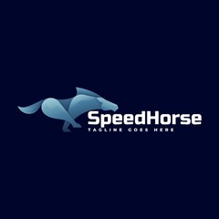 Vector Logo Illustration Speed Horse Gradient Colorful Style.