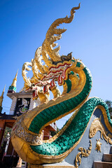 Fototapeta na wymiar Beautiful Naga image In old temple Thailand