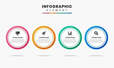 Vector Graphic of Infographic Element Design Templates with Icons and 4 Options or Steps. Suitable for Process Diagram, Presentations, Workflow Layout, Banner, Flow Chart, Infographic.