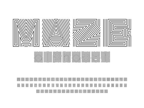 Vector of modern abstract maze style alphabet design