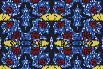 Colorful African fabric – Seamless pattern, photo