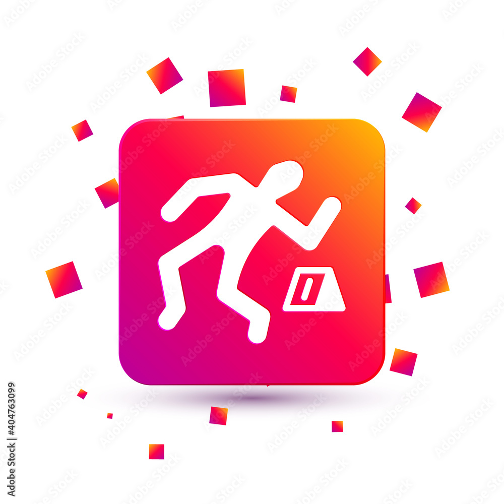 Poster white crime scene icon isolated on white background. square color button. vector.