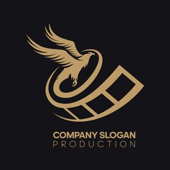 Logo elements: eagle, golden eagle, film. Vector.