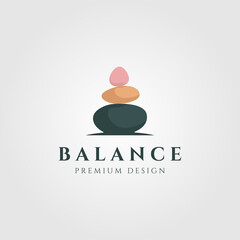 stone rock balancing zen logo wellness vector emblem illustration design - obrazy, fototapety, plakaty