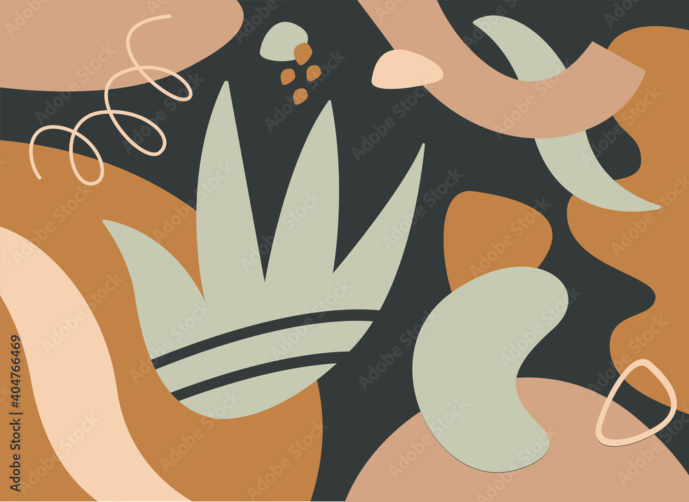 Poster collage contemporary abstract pattern with colorful organic shapes and lines. modern vector design b