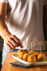 Fried cooked and golden meatballs
