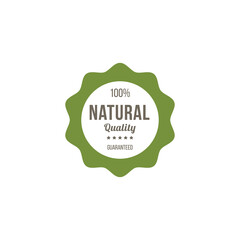 Quality guarantee emblem of natural product flat vector illustration isolated.