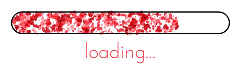 Red hearts confetti loading bar.