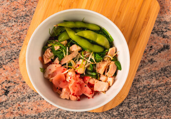 Oriental salad from an ethnic restaurant