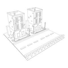 City building real estate concept. Wireframe low poly mesh vector illustration