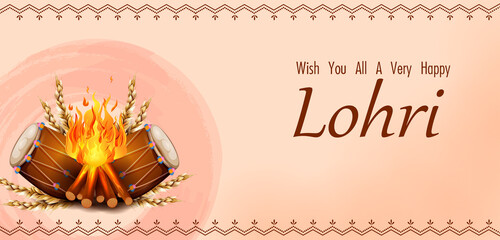 easy to edit vector illustration on Happy Lohri festival of Punjab India background - 404769460