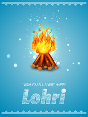 easy to edit vector illustration on Happy Lohri festival of Punjab India background - 404769492
