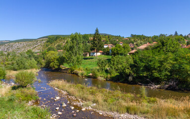 Fototapeta na wymiar Village Visocka Rzana on Visocica River, Balkan Mountain, South Serbia 