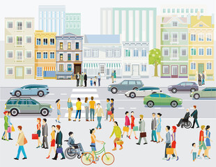 Obraz na płótnie Canvas Straße mit Fußgänger und Zebrastreifen illustration