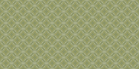 Decorative background pattern with ornament in green tones. Seamless wallpaper texture. Vector image