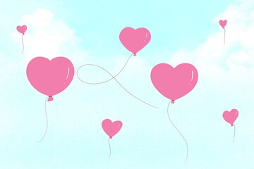 Plakat Valentine's day and Love concept, Heart shaped balloon, sky background