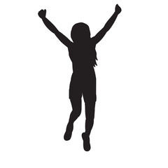 Fototapeta na wymiar vector, isolated, black silhouette of a child jumping
