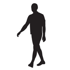vector, isolated, black silhouette of a walking man