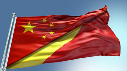 Obraz na płótnie Canvas Double Flag China and Republic of The Congo flag waving flag with texture background
