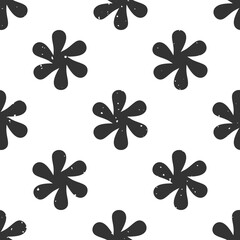 Cute seamless pattern with abstract flower motif with vintage texture