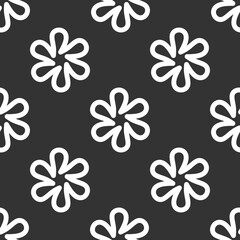Cute monochrome seamless pattern with abstract outlined flower motif