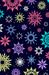 Abstract bright colorful fireworks. Illustration with color stars and sparks.