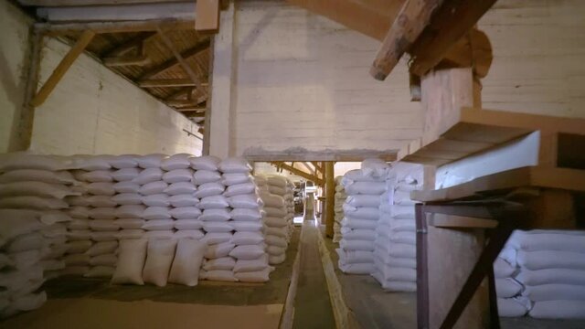 grain bags in the factory warehouse