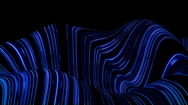 Medical Innovation concept. Scientific information represented as a High Tech Futuristic Flow Line waves. Abstract background. 3D render