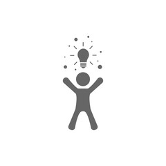 Silhouette of man with bulb. New idea pictogram. Innovation icon.