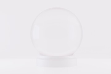 A souvenir Empty Transparent Light Snow Globe, 3d render