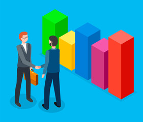 Handshake of two businessman vector illustration. Successful partnership, business people cooperation agreement, teamwork solution, mutually beneficial collaboration increase profits and profitability