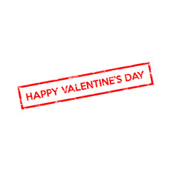 Happy valentine day red rubber stamp vector isolated on white background