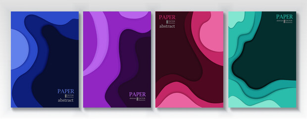 Vertical banners set with 3D abstract background and paper cut shapes. Vector design layout for business presentations, flyers, posters and invitations.