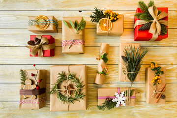 Composition of ecological Christmas gifts for the whole family