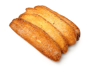 Slices toast bread on white background