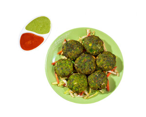 Hara Bhara Kabab or Kebab is Indian Vegetarian Snack Served With Chutney