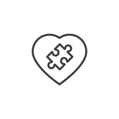 Heart puzzle line icon. linear style sign for mobile concept and web design. Valentine day heart with puzzle outline vector icon. Symbol, logo illustration. Vector graphics