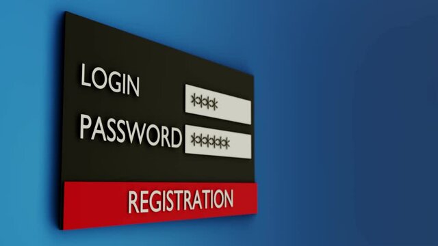 Login form page. animated registration window