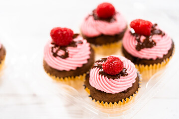 Obraz na płótnie Canvas Chocolate raspberry cupcakes