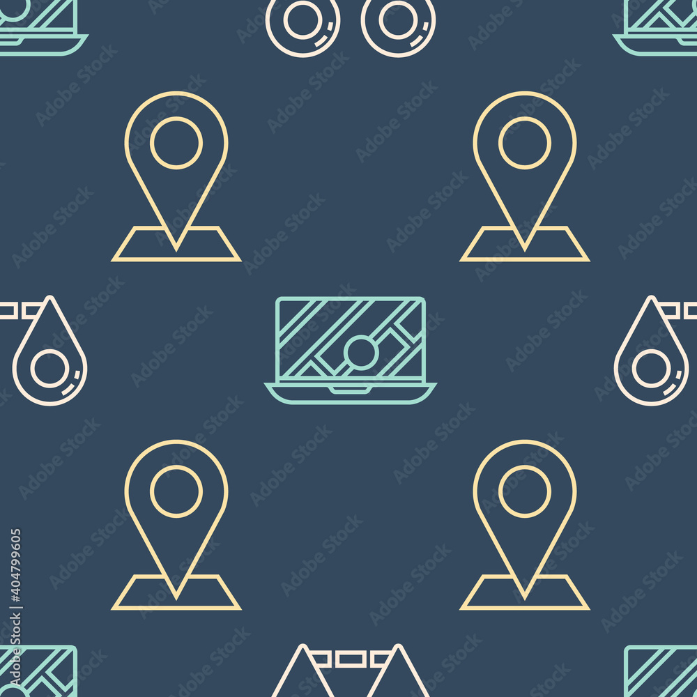 Poster set line route location, location and city map navigation on seamless pattern. vector.