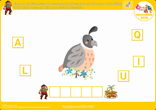 Spelling word scramble game. Educational activity for kids. Alphabet ABC.
