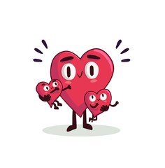 Valentine's day concept drawing; cartoon funny heart figures.