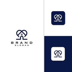 Home love concept logo designs vector