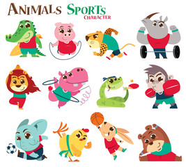 Vector illustration of Animals Sports Character cartoon. Animals player