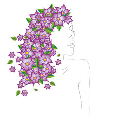 Illustration of a sophisticated woman with flowers instead of hair