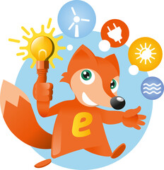 Grafik Figur schlauer Fuchs Energie