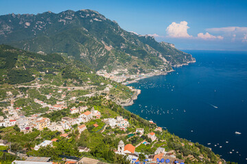 Naklejka na ściany i meble イタリア　アマルフィ海岸のラヴェッロの丘からの景色