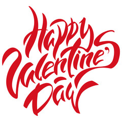 Happy Valentine's Day hand drawn calligraphy. Lettering in flat style.